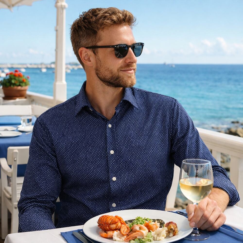 Cremieux XXL Slim Fit Navy Geo Print Button Down Preppy Cotton Shirt